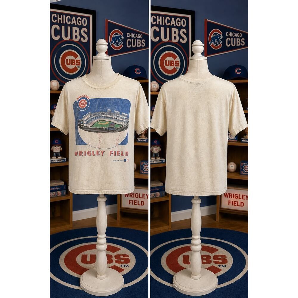Vintage 1988 Chicago Cubs Wrigley Field Tee Distressed L Fits M